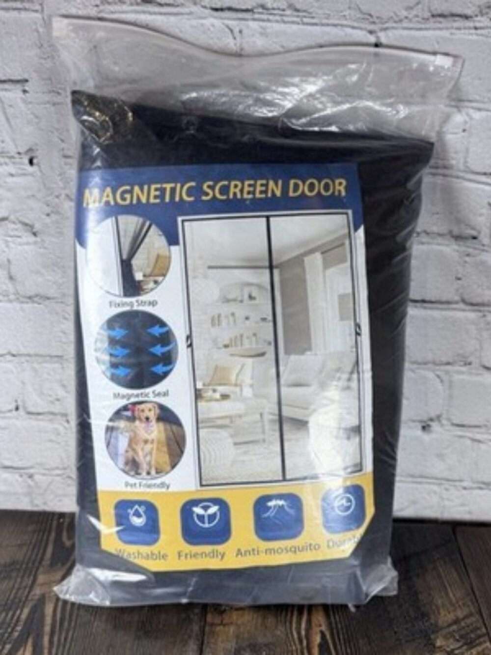 Magnetic Screen Door Middle Open‎ 72 x 96 Inch Black - Sliding Or French Door